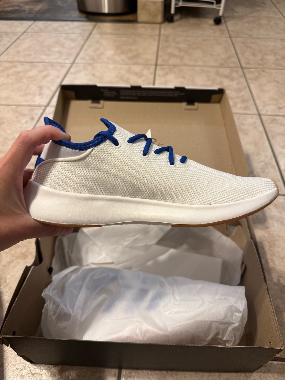 adidas Women’s White Sneakers with Blue Stripes CloudFoam Pure SPW - Picture 4 of 5